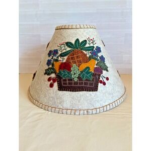 VTG Felt Lampshade Folk Art Basket Floral Applique Penny Nichols Homestead Shop